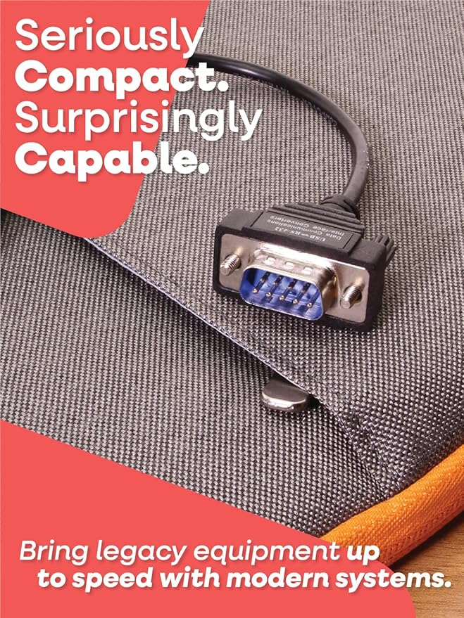 Gearmo® Ultra Compact 8 Inch USB to Serial Cable - Windows/Mac/Linux, 64-bit Compatible RS232 DB9 Adapter with FTDI Chipset