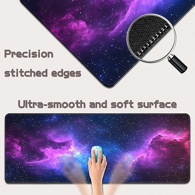 Mouse Pad Gaming - Desk Mat for Keyboard and Mouse - Galaxy Space Large Mouse Pad for Desk, Mousepad (31.5" x 11.8") with Non-Slip Base, Desks Pad Mat for Gaming, Office and Home