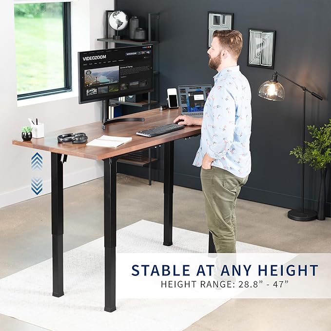 VIVO Electric 4-Leg Dual Motor Standing Desk Frame for Table Tops up to 84 x 43 inches and 220 lbs, Memory Controller Height Adjustment, Frame Only, Black, DESK-E4B