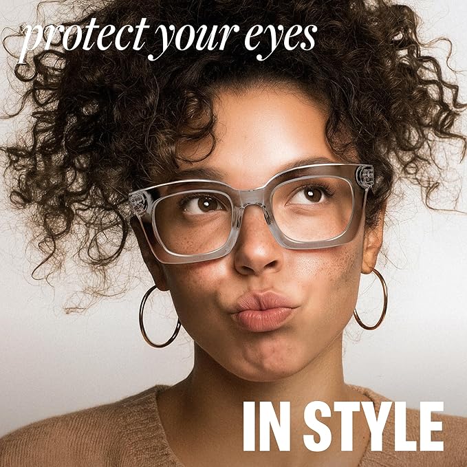 IBOANN Oversized Blue Light Glasses for Woman, Funky Fashion Glasses With Preppy Look, Reduce Screen Fatigue Computer Glasses