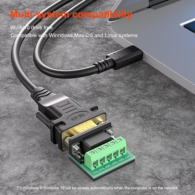 USB C to RS485/RS422 Serial Port Converter Adapter Cable with FTDI Chip Supports Windows 11 10 8 7 XP Mac…