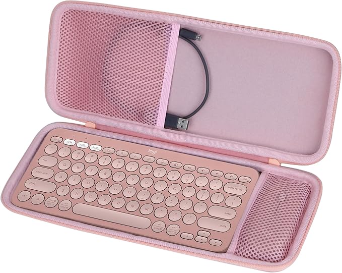 Lebakort Hard Carry Case Compatible with Logitech Pebble Keys 2 Combo K380s K380 Keyboard + M350 Pebble Mouse Combo (Rose Case)