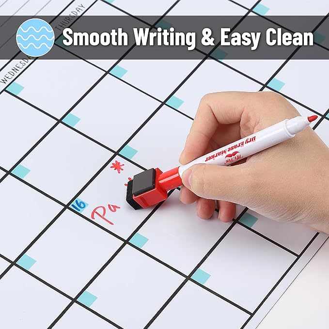 Mr. Pen- Dry Erase Calendar for Fridge, Magnetic, 14.7 x 11.8, Magnetic Calendar with 4 Dry Erase Markers