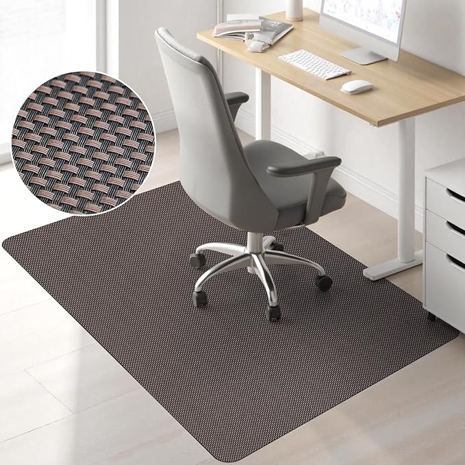 Sycoodeal Office Chair Mat for Hardwood & Tile Floor, 40" x 48" Computer Gaming Chair Mat for Rolling Chairs Non-Curve, Anti-Slip,Heavy Duty Floor Protector for Home Office (Coffee)