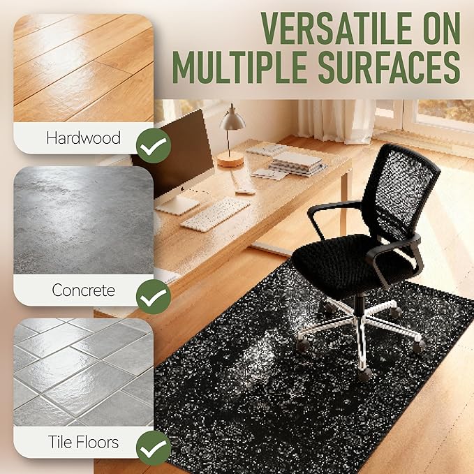 Office Chair Mat for Hardwood Floor, 48"x60" Desk Chair Mat for Home Office, Anti-Slip Under Desk Mat Rug for Rolling Chair,Floor Protector Washable Rugs for Gaming Chairs-Black Purple