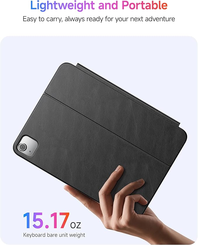 HOU Slim Bluetooth Keyboard Case for iPad Air 11 inch M4/M3/M2(2026/2025/2024), Air 5th/4th, Pro 11 (1st-4th Gen), Smart Folio, Magnetic Stand (2 Angles), Magnetic Charging, Synthetic Leather, Black