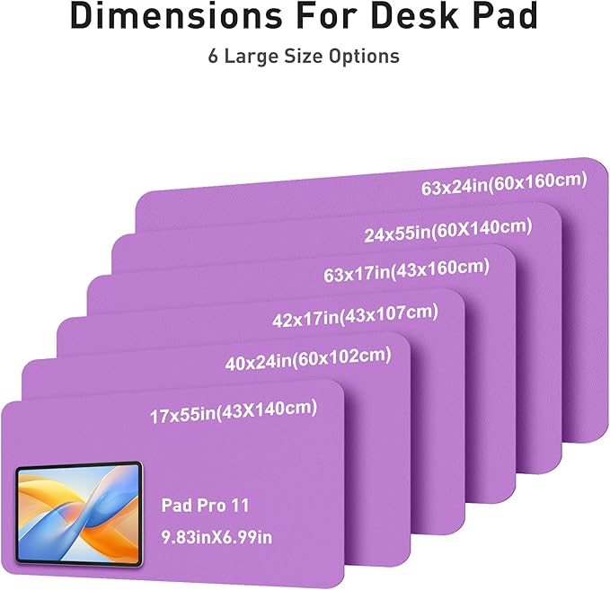 Aothia Faux Leather Desk Mat - Large Mouse Pad, Non-Slip PU Leather Blotter, Waterproof Writing Surface for Office and Home (Iris Violet, 42" x 17")