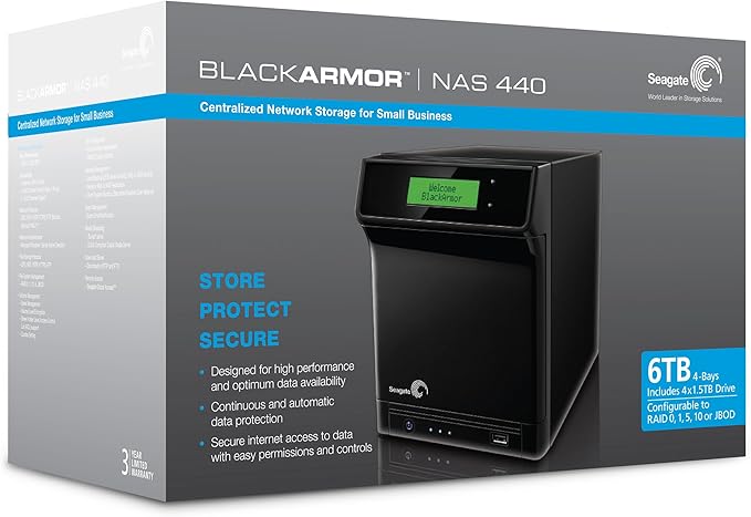 Seagate BlackArmor NAS 440 4-Bay 6 TB (4 x 1.5 TB) Network Attached Storage ST360005SHA10G-RK