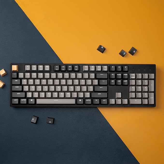 Keychron C2 Pro Wired QMK/VIA Mechanical Keyboard Full Size Layout Custom Programmable Macro RGB Backlit with Keychron K Pro Red Switch OEM Profile Double-Shot PBT Keycaps for Mac Windows Linux