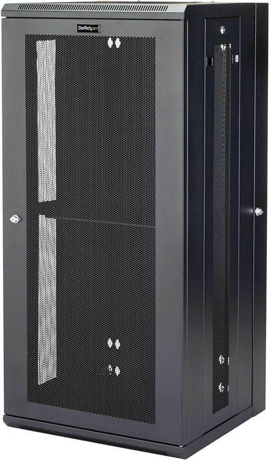StarTech 4-Post 26U Wall Mount Network Cabinet w/ 1U Shelf, 19" Wall-Mounted Server Rack Kit for IT / Data Computer Equipment, Ships Fully Assembled