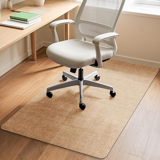 Office Chair Mat for Hardwood Floors 55" x 35", Durable Non-Slip Large Tile Floor Protector, Anti-Scratch Thick Heavy-Duty Recyclable Gliding Desk Mats for Computer Rolling Chairs, Camel Color