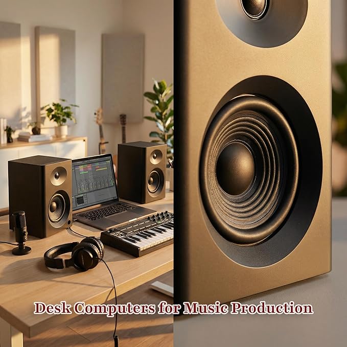 Bookshelf Speakers for Studio Monitors, 80W Peak Output HiFi Gaming Speakers, 4" Desktop Audio System for TV, Laptop, Record Player, Gifts, Black Pair