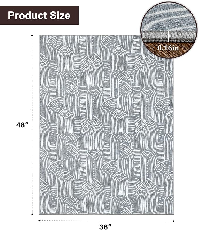 chakme Office Chair Mat for Hardwood Floor, 48"x36" Easy Glide Computer Desk Mat Protector for Rolling Chair Under Desk Rug Nonslip Backing, Machine Wash, (Arc)