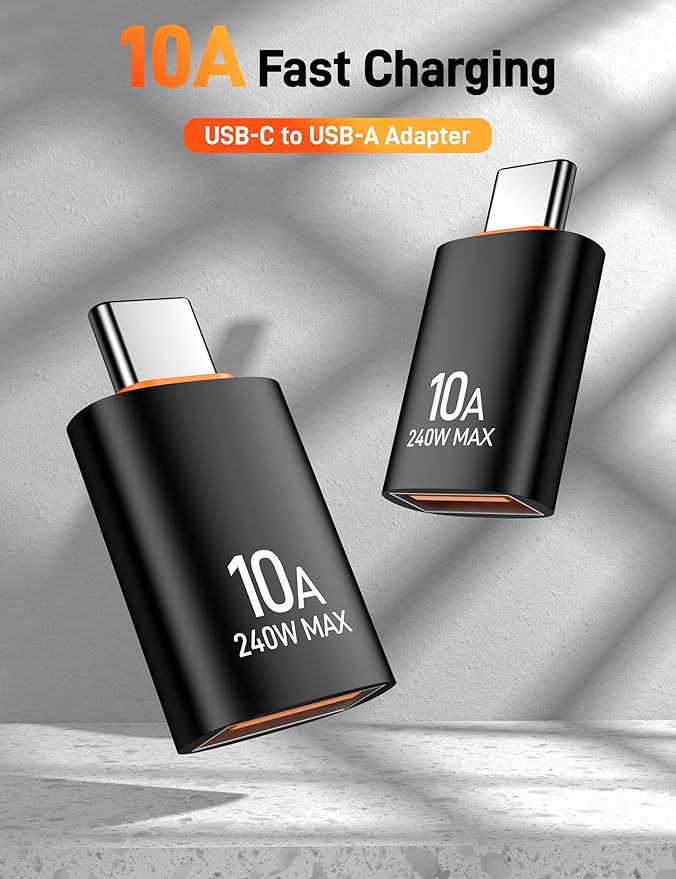 USB C to USB Adapter(10 Pack), USB C Male to USB A Female OTG Adapter High Speed Data Transfer for iPhone 17/16 Pro Max, iPad, iMac, MacBook Pro, Dell XPS and More Type C.