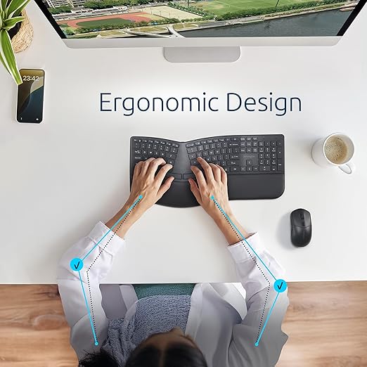 Kensington Pro Fit Ergo KM680 EQ Wireless Keyboard and Mouse Desktop Set, Rechargeable, Ergonomic Design, Split-Keyboard (K72486NA)