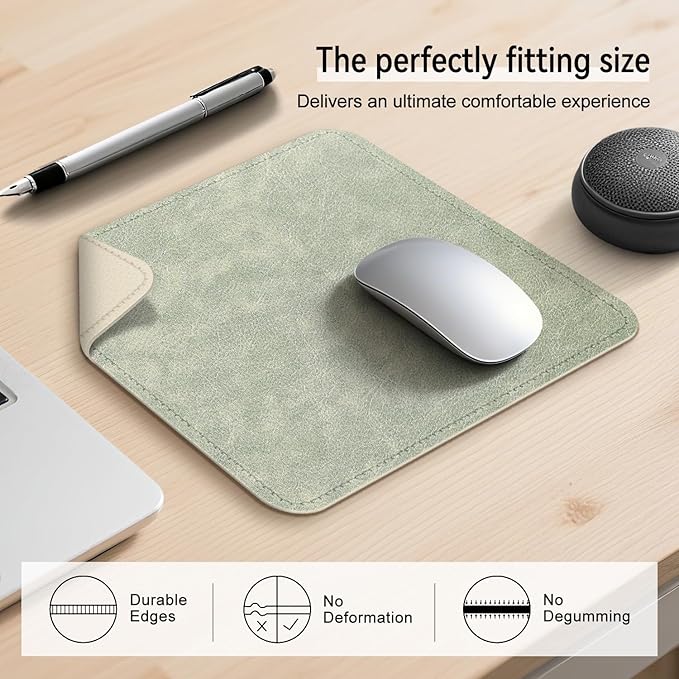 Imitation Crazy Horse Leather Desk Mat - Waterproof Desk Pad - Ideal for Large Mouse Pad and Desk Mats on Top of Desks (Light Green+White, 11"*8")