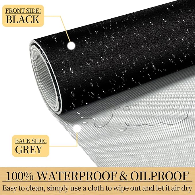 Leather Desk Pad Mat, Non-Slip Black Desk Mat, Large Mouse Pad for Desk, Waterproof Desk Computer Mat Desktop Protector for Office/Home, 31.5" x 15.7"