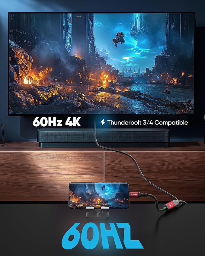 Highwings USB C to HDMI Adapter 4K, High Speed USB Type C to HDMI Adaptor, [Thunderbolt 3/4 Compatible] with iPhone 15 Pro/Max, MacBook Pro/Air, iPad Pro, iMac, XPS, Galaxy, Surface Book and More