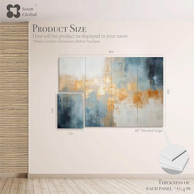 8-Pack Acoustical Wall Panels, 48 X 32 Inches Art Acoustic Panels, Decorative Acoustic Panels, Acoustic Wall Panels, Sound Absorbing Wall Art, Teal Aura