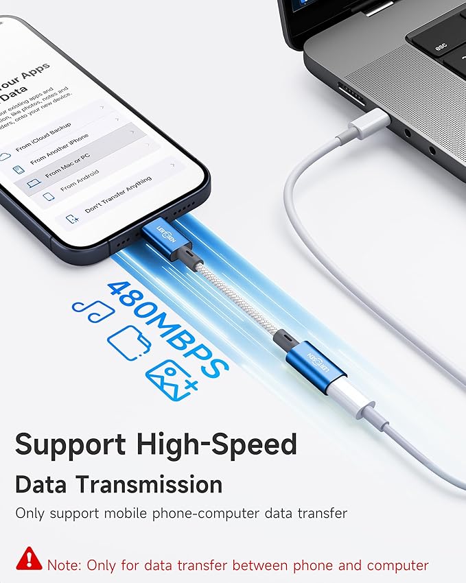 2 Pack Lightning to USB C Adapter, Fast Charging & Data Sync Adapter for iPhone 17 16 15 Pro Max Plus to USB-C, Compatible with Samsung S25/S24/S23, Not for Audio/OTG