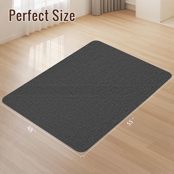 Wansimoo Office Chair Mat for Hardwood and Tile Floor, 48"x55" Floor Mat, Heavy Duty Computer Gaming Chair Mat, Anti-Slip, Non- Curve, Desk Chair Mat,Floor Protector for Home Office(Black)