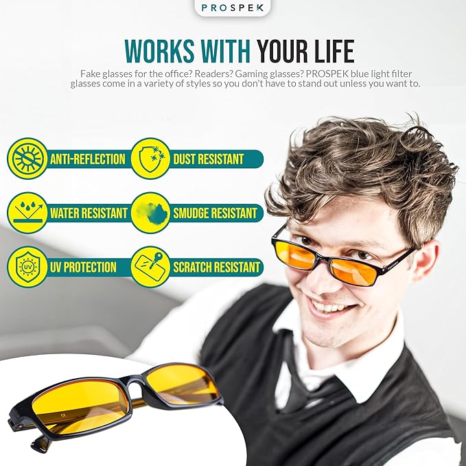 Prospek Blue Light Glasses Reading for Men and Women, For Computer Use, Blue Light Protection, Clear Lens 0 to +3.0 Diopters