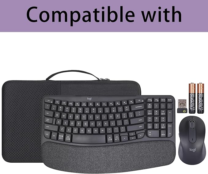 co2CREA Hard Case Compatible with Logitech Wave Keys MK670 Combo/Wave Keys Wireless Ergonomic Keyboard,Graphite Case