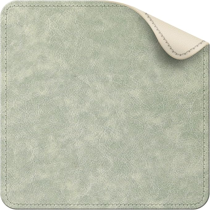 Imitation Crazy Horse Leather Desk Mat - Waterproof Desk Pad - Ideal for Large Mouse Pad and Desk Mats on Top of Desks (Light Green+White, 11"*8")