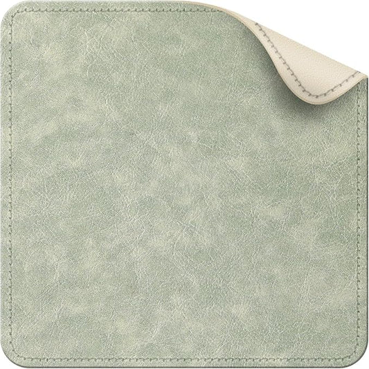 Imitation Crazy Horse Leather Desk Mat - Waterproof Desk Pad - Ideal for Large Mouse Pad and Desk Mats on Top of Desks (Light Green+White, 11"*8")