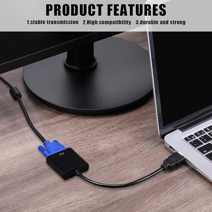 Yunsailing 20 Pack HDMI to VGA Adapter Converter Bulk Gold Plated Black HDMI to VGA Cable Compatible with Raspberry Pi Computer Desktop Laptop Monitor HDTV Projector