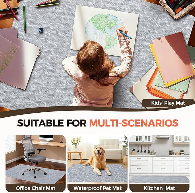 BAGAIL Office Chair Mat for Hardwood Floor, 45"x53" Heavy Duty Computer Chair Mat - Fast Flat & Smooth Glide - Non-Slip Desk Chair Floor Protector for Home Office - Gray Diamond