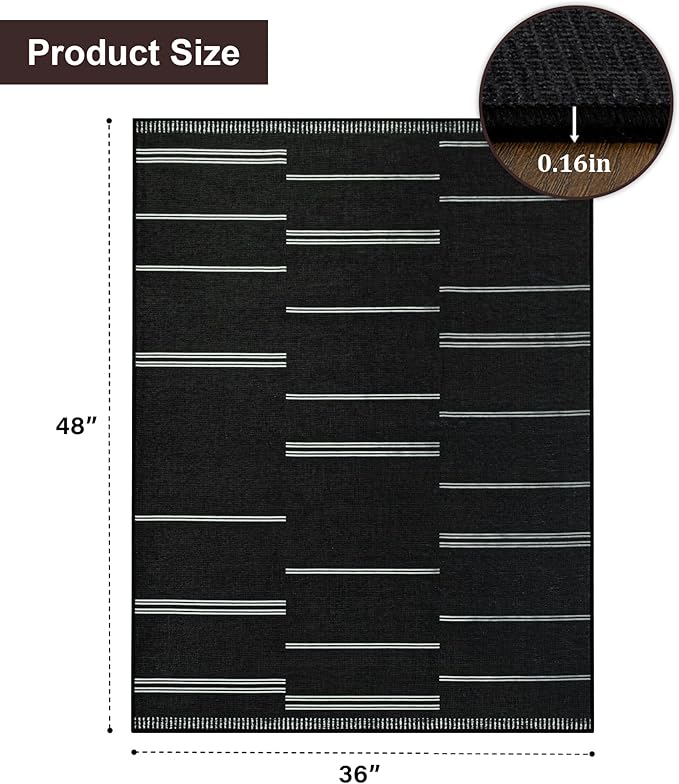 chakme Office Chair Mat for Hardwood Floor, 48"x36" Easy Glide Computer Desk Mat Protector for Rolling Chair Under Desk Rug Nonslip Backing, Machine Wash, (Stripes)
