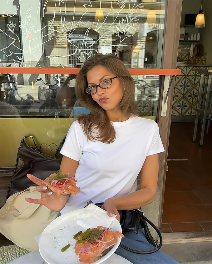 Retro Oval Sunglasses for Women Chic Cat Eye 90s Sunnies Lightweight Narrow Shades Trendy UV protection Sun Glasses
