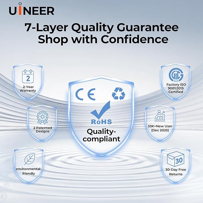 Uineer Wireless Ergonomic Mouse, Bluetooth Mice (BT4.0/5.0 and 2.4G) Rechargeable Vertical Mouse, 3 Multi-Device Connectivity for PC/Mac/Laptop/Computer, 4 DPI Quiet Clicks for Office, Home, Black