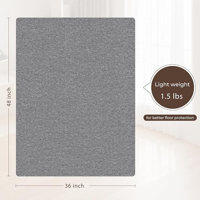 Office Chair Mat,Hard Floor Chair Mat Suitable for Hardwood and Tile Floors,Large Non-Slip Floor Protection Mat,Does Not Pill,Grey(36"x48")