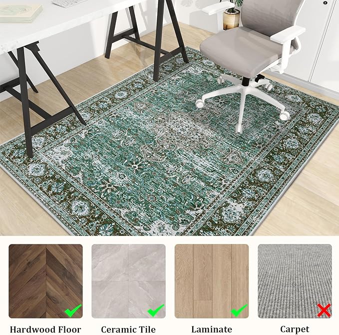 Office Chair Mat for Hardwood Floor, 60"x45" Easy Glide Computer Desk Mat Protector for Rolling Chair Under Desk Rug Nonslip Backing, Machine Wash, (Modern)