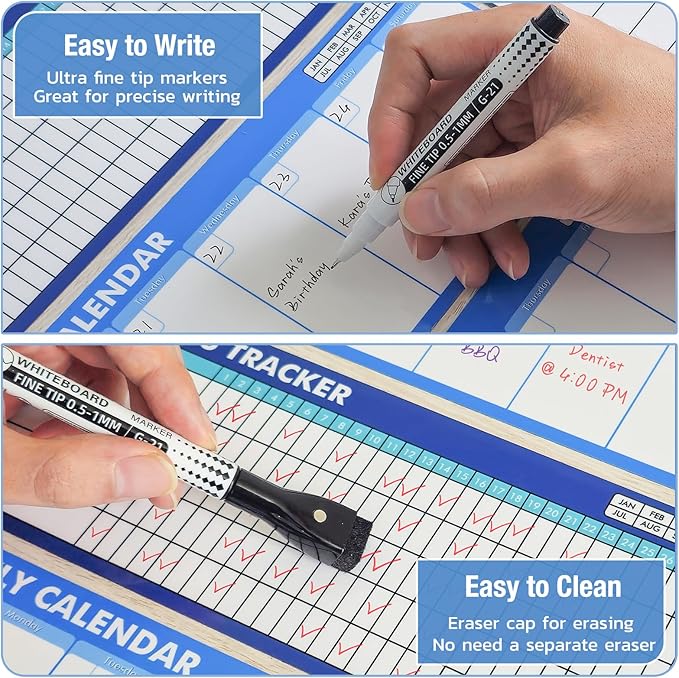 HOMiDEK Dry Erase Whiteboard for Fridge - Magnetic White Board for Refrigerator - 2 Sheets of Weekly Calenders, Monthly Habit Tracker, Memo Pad, to Do List and 4 Markers - 4" x 10"