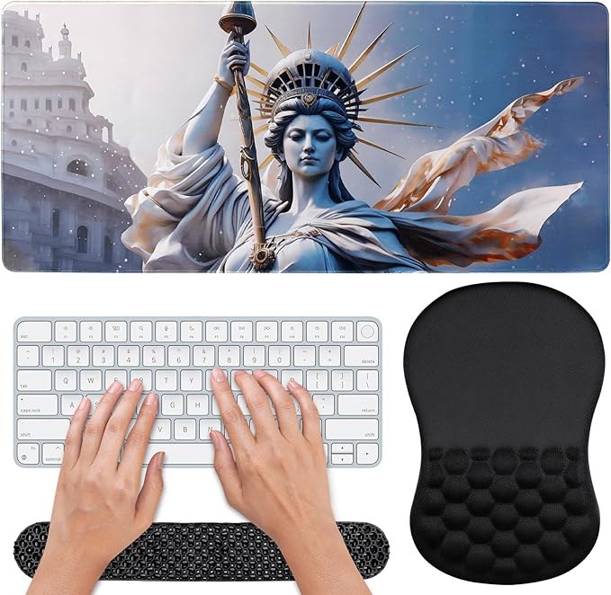3 in 1 Ergonomic Set Mouse Pad with Wrist Rest, Keyboard Wrist Rest, and Desk Pad,Memory Foam Soft Breathable Pain Relief for Wrist Fatigue, Prolonged Typing and Mouse Use Jamboa