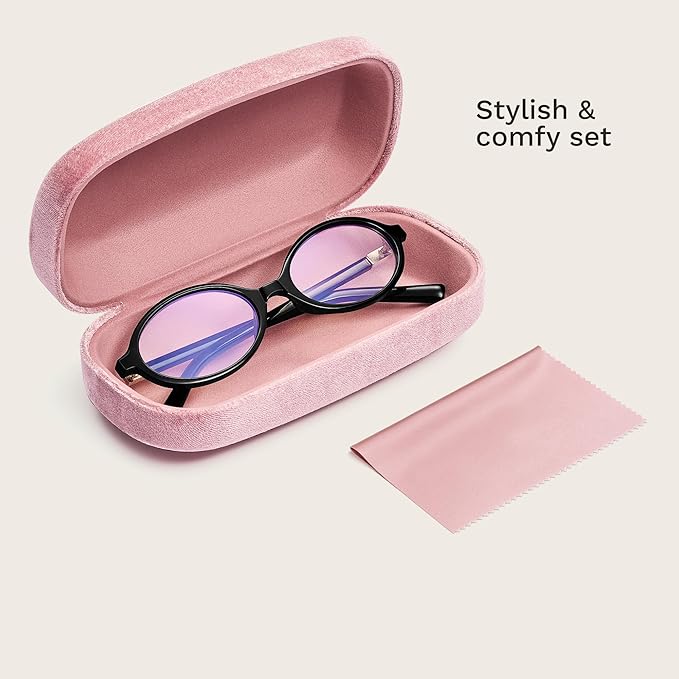 livho Blue Light Glasses for Women – Y2K Aesthetic Frame with Blush Pink Case, 90s Vibe for Screen Time Blue Light Blocking