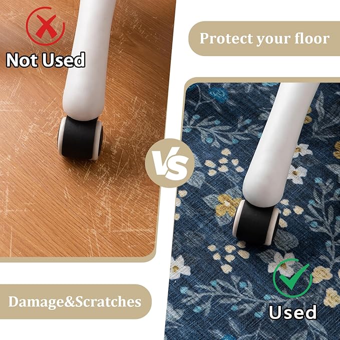 chakme Office Chair Mat for Hardwood Floor, 48"x36" Easy Glide Computer Desk Mat Protector for Rolling Chair Under Desk Rug Nonslip Backing, Machine Wash, (Floral)