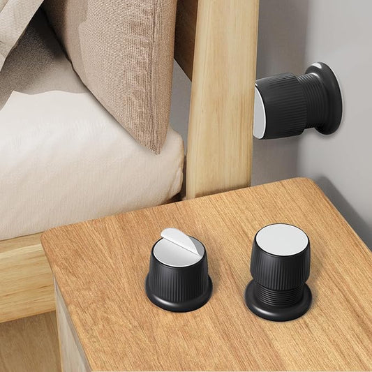 Headboard Stoppers for Wall, 1.6-2.6 Adjustable Furniture Risers, Bed Wall Stopper Anti-Shake Tool, Bed Stoppers for Headboard, Headboard Stoppers Black 2 Pack