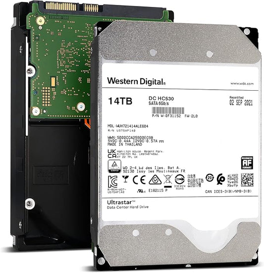 Western Digital 14TB Ultrastar DC HC530 SATA HDD - 7200 RPM, SATA 6 Gb/s, 512MB Cache, 3.5" - WUH721414ALE604 (Renewed)