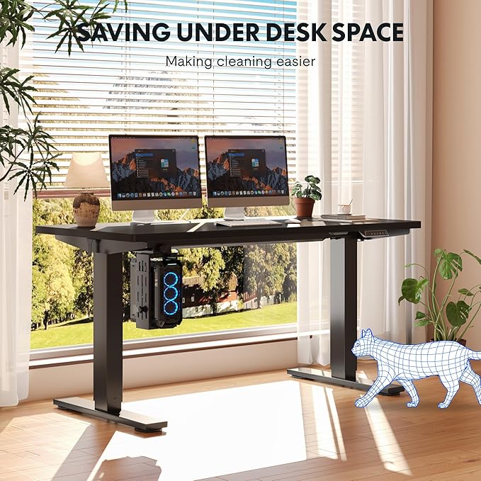 FLEXISPOT EN2 55''x28'' Electric Standing Desk with PC Stand Bundle, 1" Whole-Piece Desktop, Easy-to-Install Hanging Design PC Mount, Bundle for Home Office, Game & Small Spaces, Black