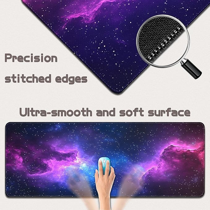 Mouse Pad Gaming - Desk Mat for Keyboard and Mouse - Galaxy Space Large Mouse Pad for Desk, Mousepad (31.5" x 11.8") with Non-Slip Base, Desks Pad Mat for Gaming, Office and Home