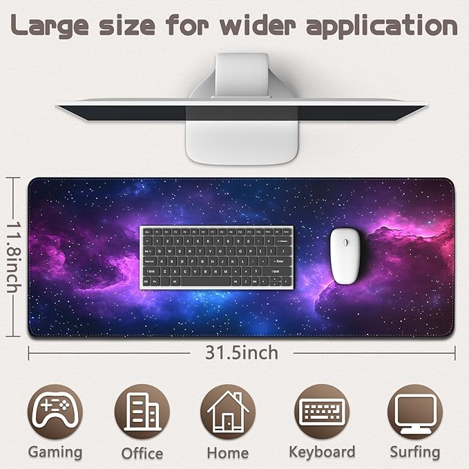 Mouse Pad Gaming - Desk Mat for Keyboard and Mouse - Galaxy Space Large Mouse Pad for Desk, Mousepad (31.5" x 11.8") with Non-Slip Base, Desks Pad Mat for Gaming, Office and Home