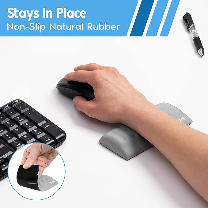 i-Rocks Memory Foam Mouse Wrist Rest - Pain-Reducing Wrist Rest for Mouse - Non-Slip Rubber Base Wrist Rest - Cooling Mouse Wrist Support for Long Hours of Work, Studying, Gaming