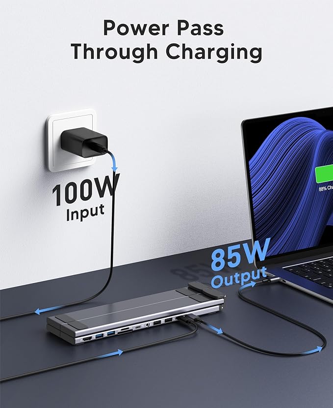 Laptop Docking Station Stand, Dock Tablet Stand, 11 in 1 USB C Hub with 4K@60Hz HDMI,2 USB3.0,2 USB2.0,PD 100W,USB C 3.0+SD/TF+Audio Universal Dock Station for MacBook Pro/Air/Dell/HP/Surface/Lenovo