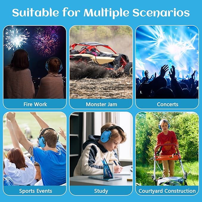 Floriogra 2 Pack Noise Canceling Headphones for Kids, Kids Ear Protection Earmuffs for Autism, Toddler, Children, Noise Cancelling Headphones Sound Proof Earmuffs for Concerts, Air Shows, Fireworks