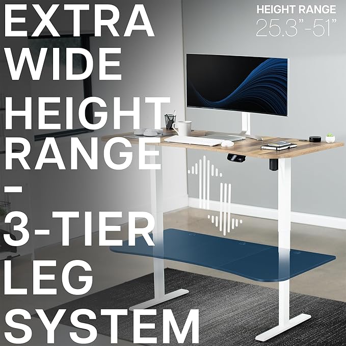 VIVO Electric 63 x 32 in Standing Desk, Memory Height Adjustment, 176 lb Frame Support, 2E Series, Reclaimed Wood Top White Frame, DESK-KIT-2EWP