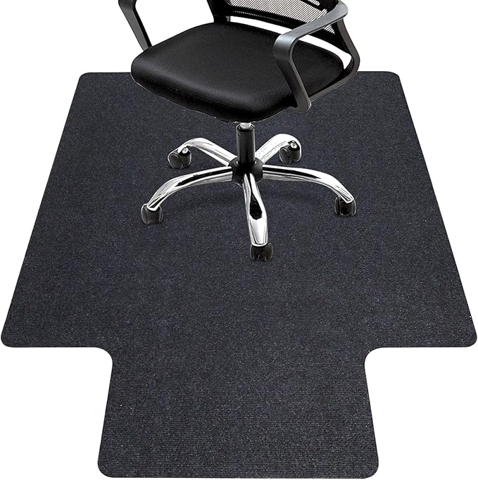 HomeMall Hardwood and Tile Floor Office Chair Mat, 48" x 36" Computer Gaming Rolling Chair Mat, Non-Slip Low-Pile Floor Protector, Under Desk Mat for Rolling Chair, Black Lip